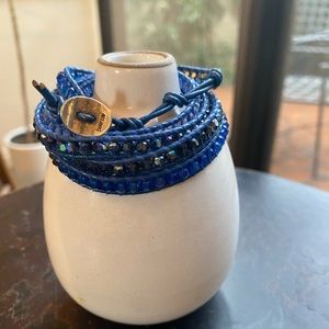 Chan Luu Leather 5 Wrap Royal Blue Bracelet